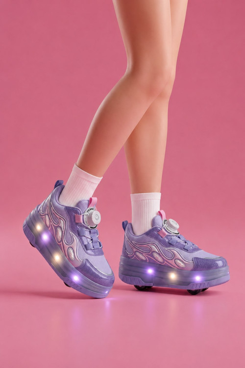 Unisex Çocuk Spor Ayakkabı Akıllı Bağcıklı Çıkarılabilen Patenli Işıklı Rahat Sneaker 030