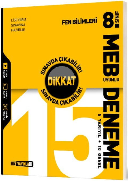 8. Sınıf Fen Bilimleri 15 Deneme Hız Yayınları