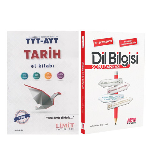 Limit TYT AYT Tarih El Kitabı ve AKM Dil Bilgisi Soru Bankası Seti 2 Kitap