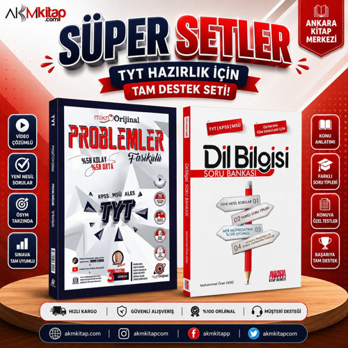 Orijinal Mikro TYT Problemler ve AKM Dil Bilgisi Soru Bankası Seti 2 Kitap
