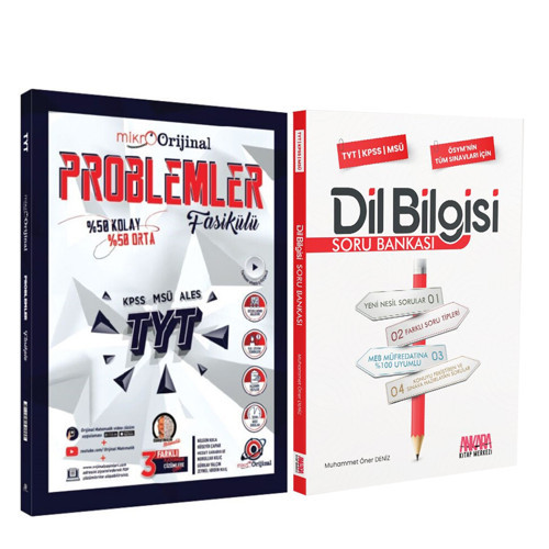 Orijinal Mikro TYT Problemler ve AKM Dil Bilgisi Soru Bankası Seti 2 Kitap