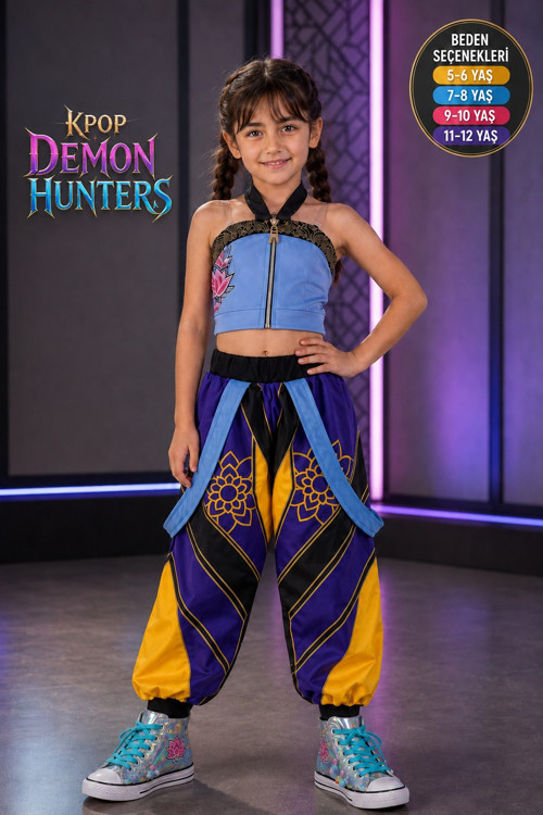 KPop Demon Hunters Zoey İblis Avcıları 2 Parçalı Parti Kostümü