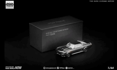 Pop Race 1:64 1967 Ford Shelby Mustang GT500 Dark Chrome Limited Edition PRDC004 Model Araba