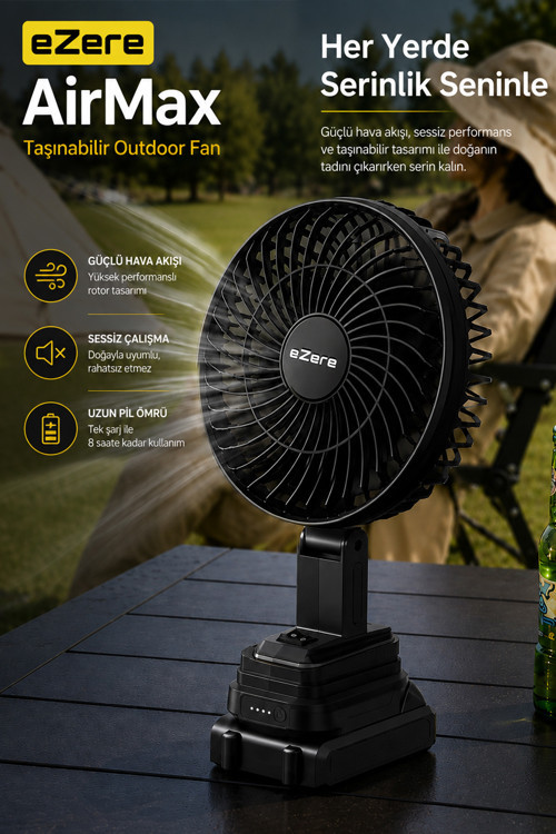 AirMax Şarjlı Taşınabilir Outdoor Fan Vantilatör ST-7997