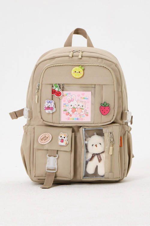 Lisanslı Kore Tarzı Kawaii Aksesuarlı Kız Çocuk İlkokul Çantası + Ayıcıklı Okul Çantası