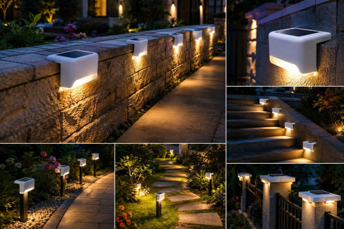8 Adet Köşebent Solar LED Bahçe Duvar Aydınlatma Lambası Güneş Enerjili Merdiven Yol Lambası Beyaz