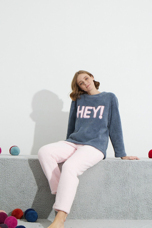 Alt-Üst Wellsoft Nakışlı Pijama Takım