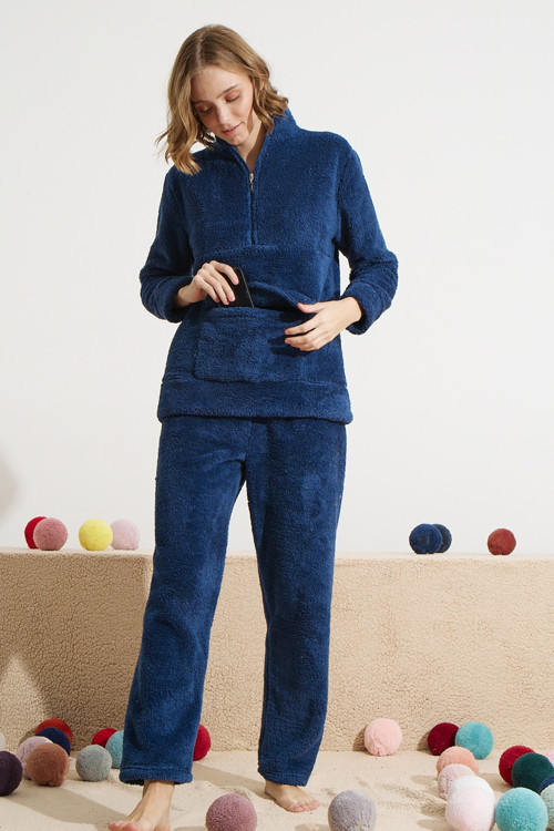 Fermuarlı Cepli Alt-Üst Wellsoft Pijama Takım