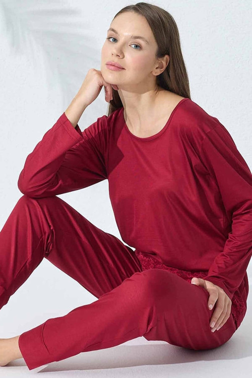 Dantel Detaylı Viskon Pijama Takım