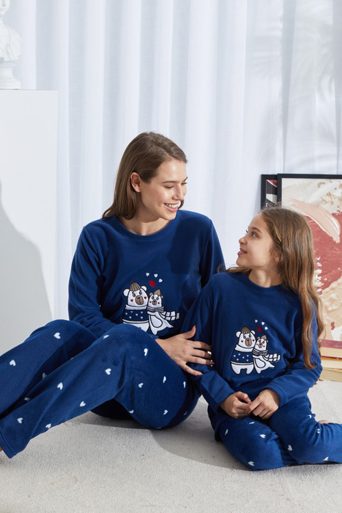 Alt-Üst Polar Nakışlı Pijama Takım