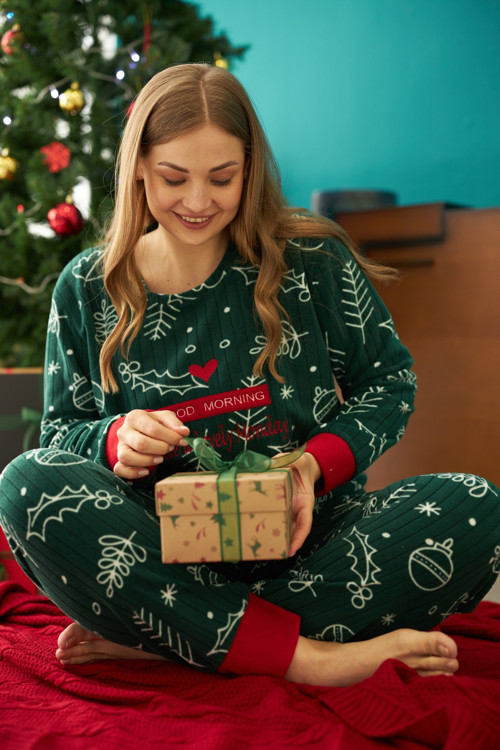 Alt-Üst Polar Nakışlı Curve Büyük Beden Battal Pijama Takım