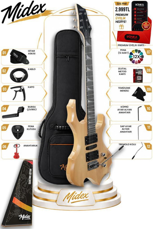 Force-NT Profesyonel Axel Kasa HSH Elektro Gitar Seti Natural