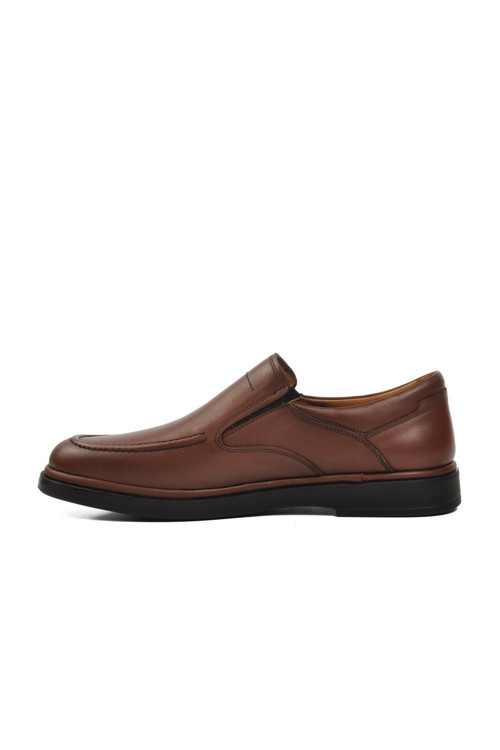 Kahve Hakiki Deri Yan Lastikli Erkek Günlük Ayakkabı Loafer 327 M