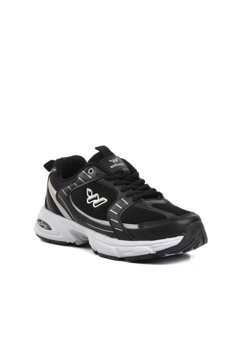 Siyah-Beyaz Fileli Hafif Rahat Unisex Yürüyüş ve Spor Ayakkabı Sneaker Run G