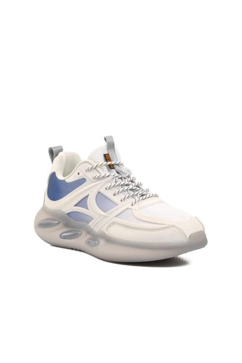 Beyaz Fileli Bağcıklı Rahat Tabanlı Erkek Yürüyüş ve Spor Ayakkabı Sneaker 231495 M
