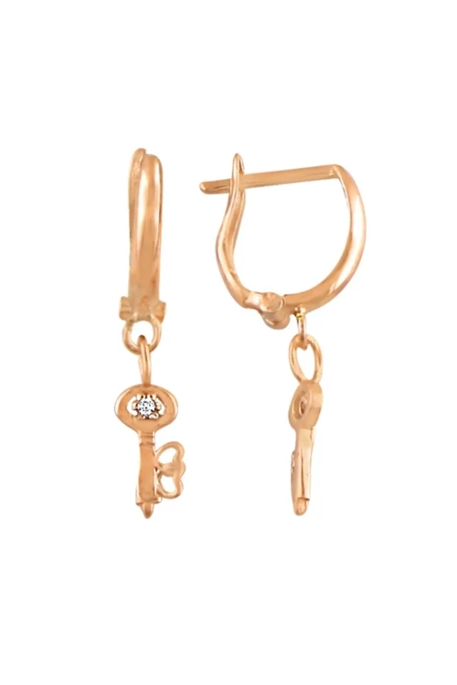 925 Ayar Gümüş Zirkon Taşlı Anahtar Küpe - K015001
