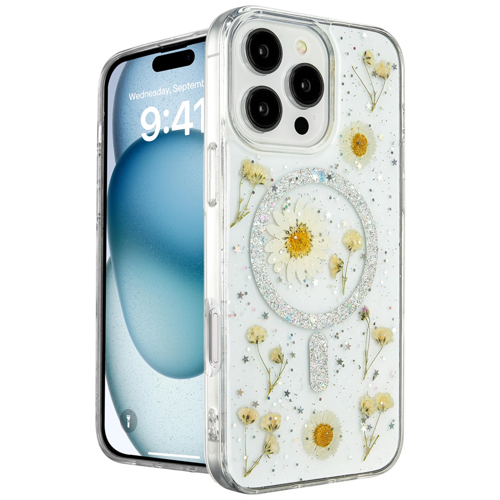 İphone 16 Daisy Simli Kapak - Gümüş