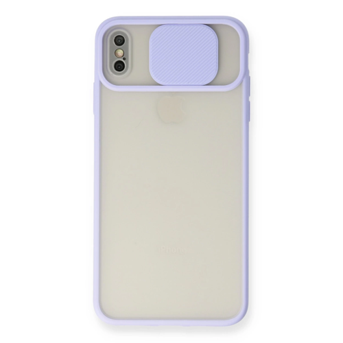 İphone X Palm Buzlu Kamera Sürgülü - Lila