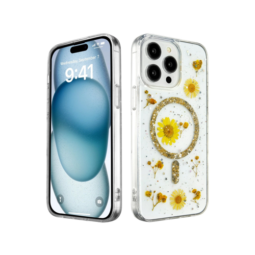 İphone 15 Daisy Simli Kapak - Gold