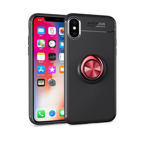 İphone Xs Range Yüzüklü - Siyah-Kırmızı