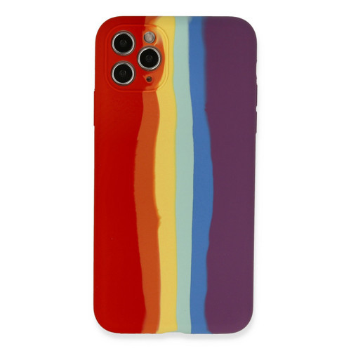 Apple iPhone 11 Pro Kılıf Ebruli Lansman Silikon - Kırmızı-Mor