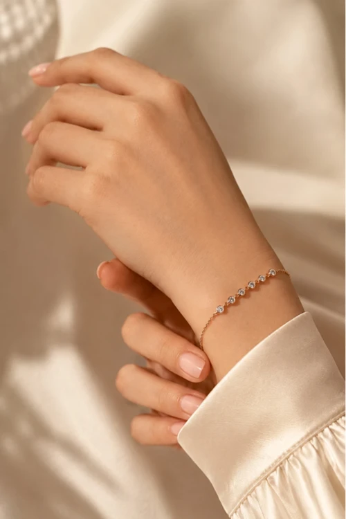925 Ayar Gümüş Zirkon Taşlı Rose Bileklik - B036701