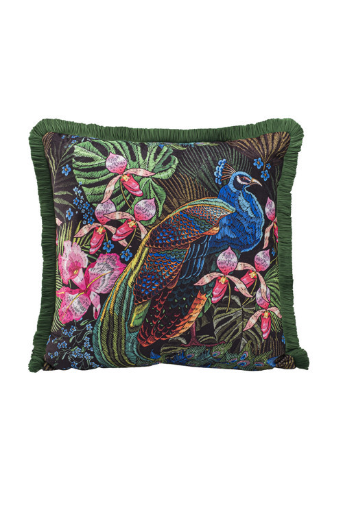 Lüks Kadife 43x43 Cm Kırlent Kılıfı Dekoratif Yumuşak Salon Avangart Saçaklı Yeşil