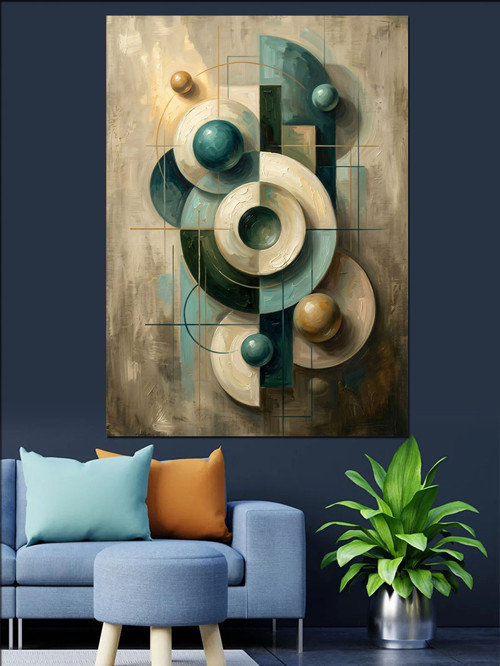 Geometrik Modern Soyut Daireler Tasarımı Dekoratif Kanvas - Mdf Ahşap Tablo