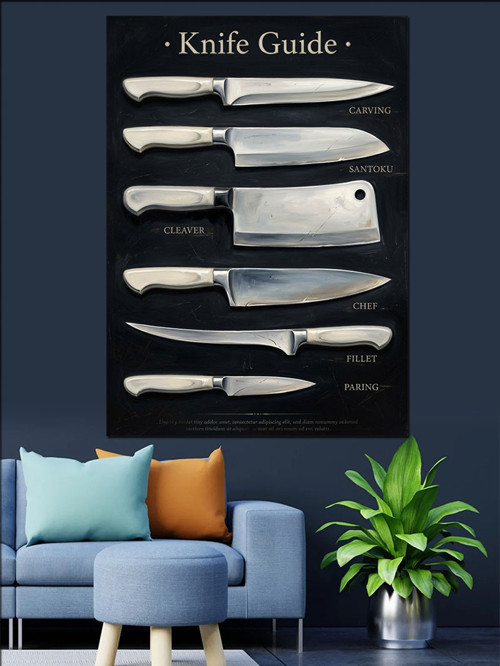 Knife Guide Farklı Bıçak Türleri Dekoratif Kanvas - Mdf Ahşap Tablo