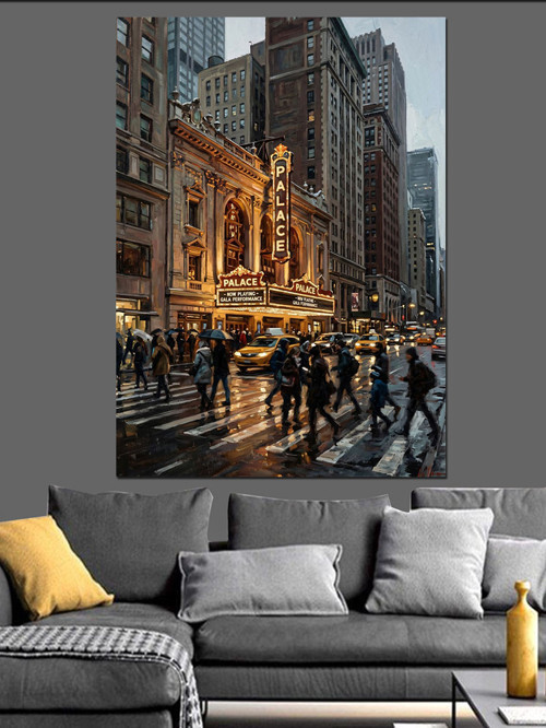 New York Broadway Şehir Manzarası Dekoratif Kanvas - Mdf Ahşap Tablo