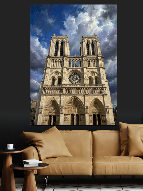 Notre Dame Katedrali Mimari Sanatı Dekoratif Kanvas - Mdf Ahşap Tablo