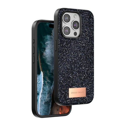 Onegif İphone 15 Bright Simli Kapak - Siyah