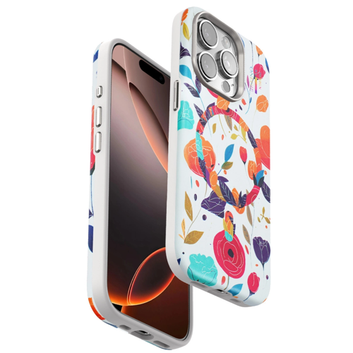 Onegif İphone 14 Flower Series Kapak - Beyaz