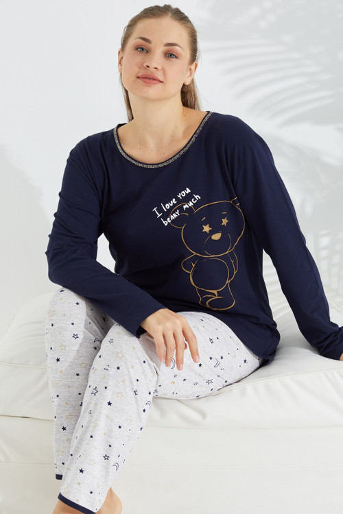Pamuklu Likralı Curve Büyük Beden Battal Örme Pijama Takım