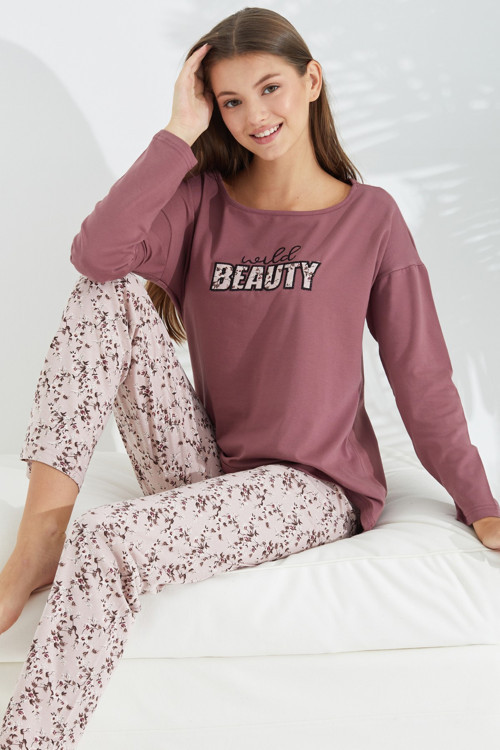 Pamuklu Likralı Örme Pijama Takım