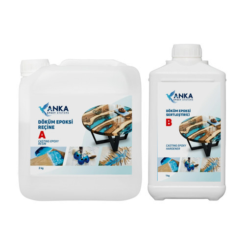 Anka Ultra Şeffaf Hobi Döküm Tipi Epoksi Reçine 3 Kg A+B Set 2:1 Karışım