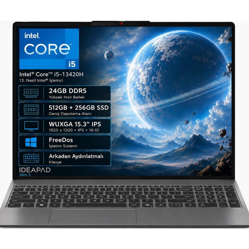 IP3 83K100Q0TR-07 i5-13420H 24GB DDR5 512GB+256GB SSD WUXGA 15.3" IPS FreeDos