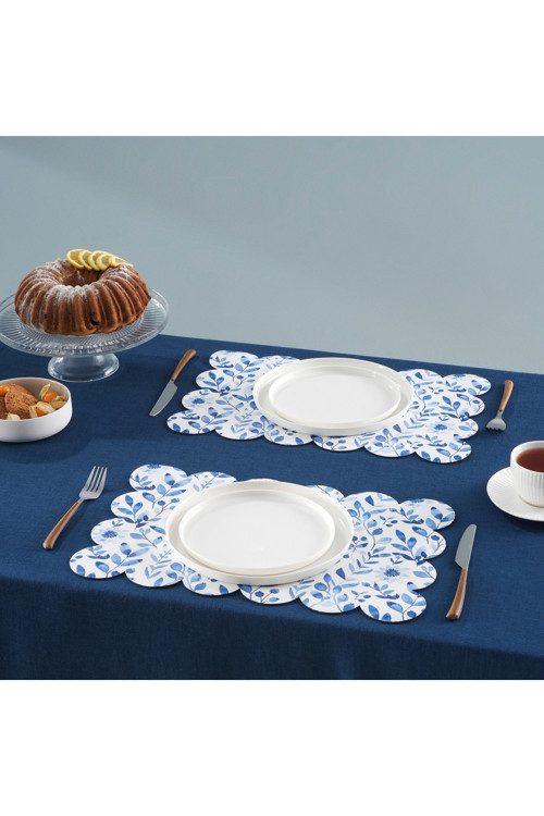 Petra Patterned Amerikan Servisi 2'li Set Mavi Beyaz