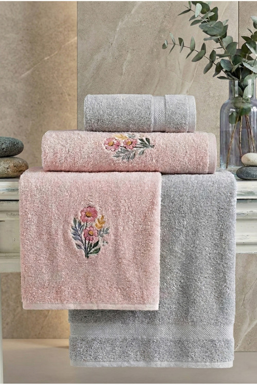 Liora 4'Lü Banyo Havlu Seti %100 Pamuk