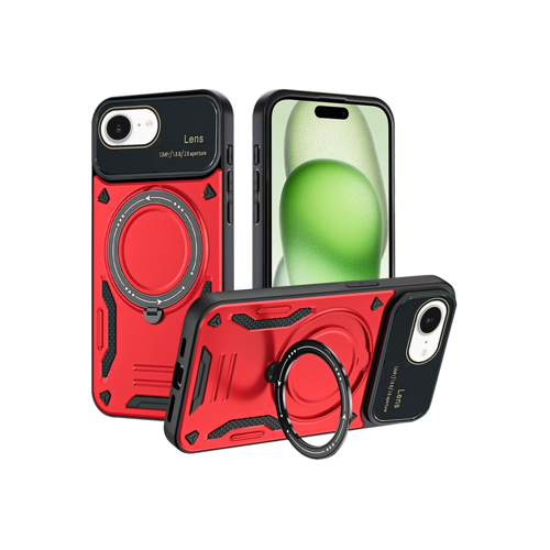 İphone 16E Joy Lens Standlı Kapak - Kırmızı