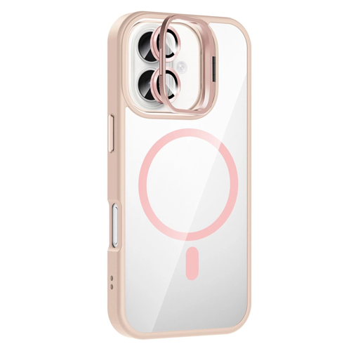 İphone 16 Remim Lensli Standlı Kapak - Pembe