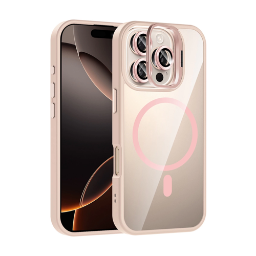 İphone 16 Remim Lensli Standlı Kapak - Pembe