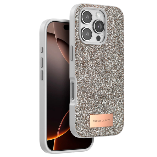 Onegif İphone 16 Bright Simli Kapak - Çöl Titanyum