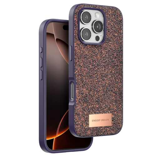 Onegif İphone 16 Bright Simli Kapak - Derin Mor