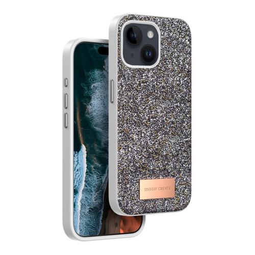 Onegif İphone 15 Bright Simli Kapak - Gümüş
