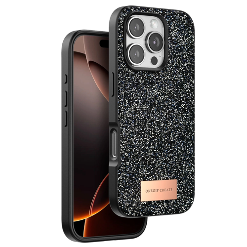 Onegif İphone 16 Bright Simli Kapak - Siyah