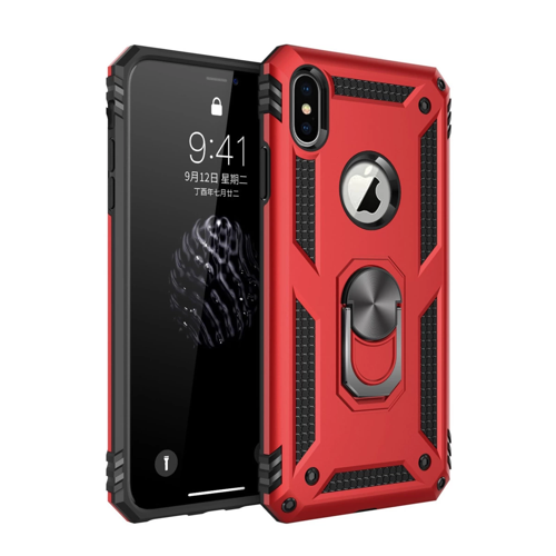 İphone Xs Sofya Yüzüklü Kapak - Kırmızı
