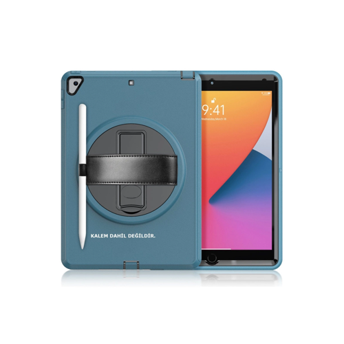 İpad 10.2 (7.Nesil) Hand Strap Kılıfı - Turkuaz