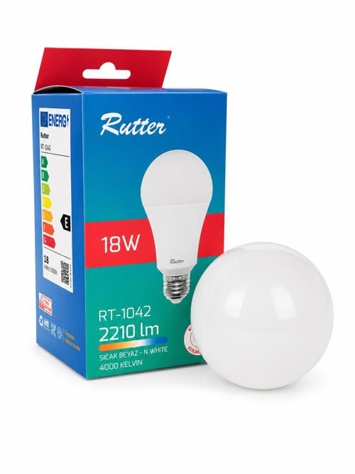 Rt-1042 18W E27 LED Ampul 4000K Gün Işığı 2210 Lümen | Yüksek Parlaklık - Aydınlatma