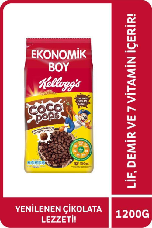 Coco Pops Çikolatalı Buğday Ve Mısır Gevreği 1200 Gr, Lif, Demir Ve 6 Vitamin Içerir